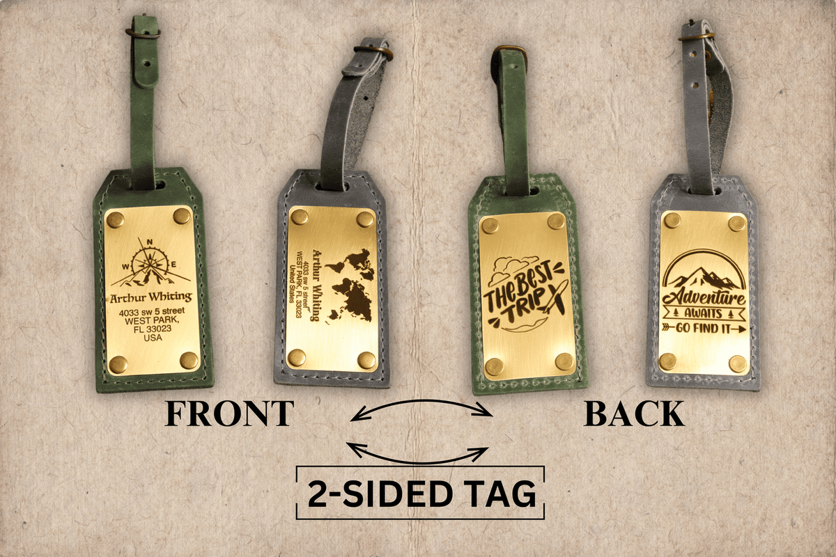 Personalized Leather Luggage Tag – Brass Plate