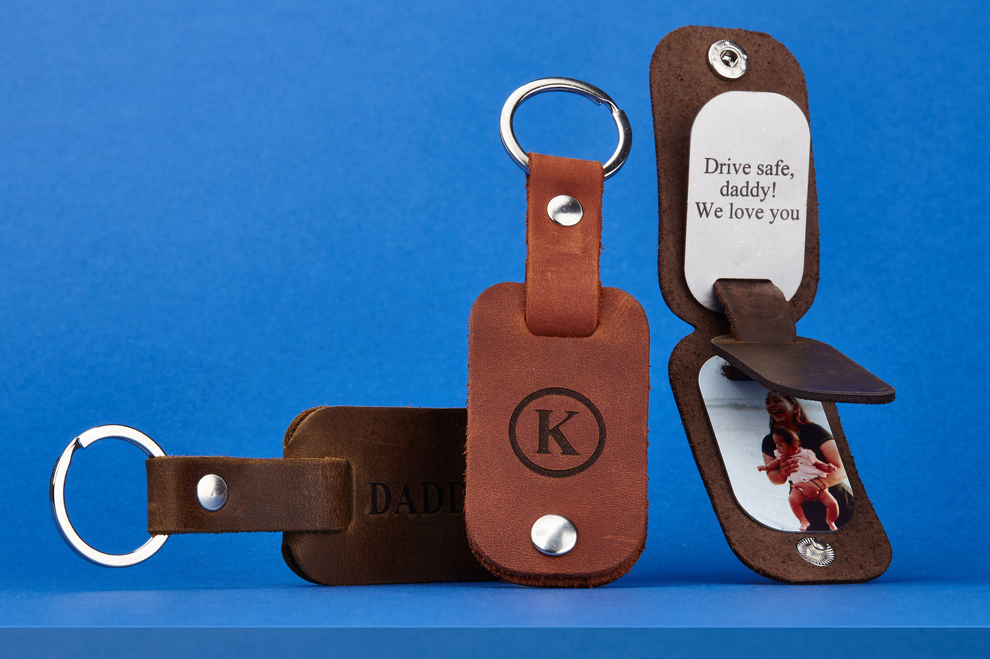 Mens leather key chain with photo, Personalized gift for him keychain for men keychain custom gift for him, wedding anniversary gift