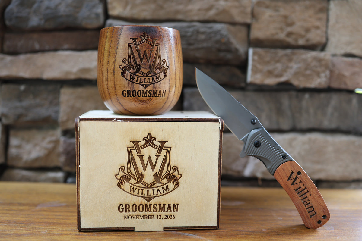 Personalized Wooden Whiskey Cup & Gift Box