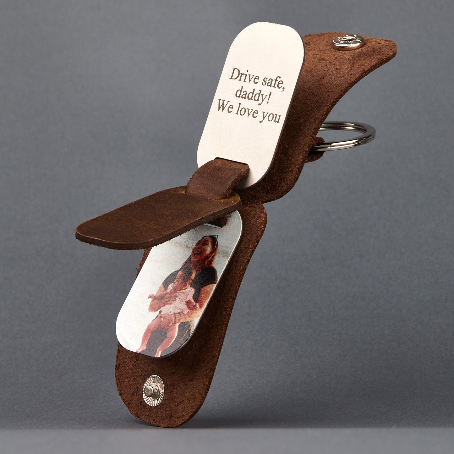 Mens leather key chain with photo, Personalized gift for him keychain for men keychain custom gift for him, wedding anniversary gift