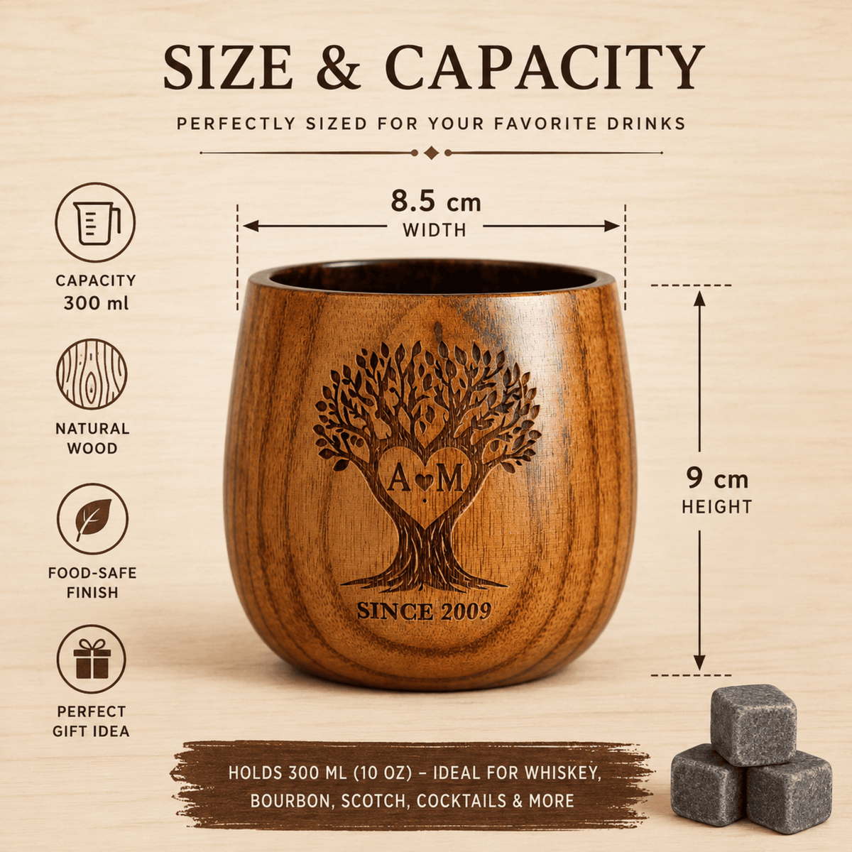 Personalized Wooden Whiskey Cup & Gift Box