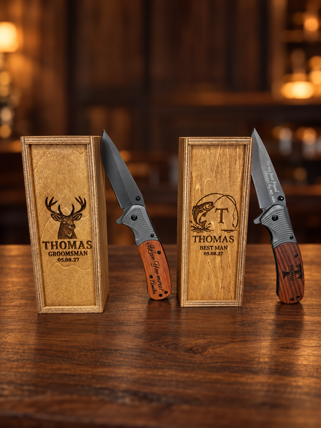Personalized Engraved Pocket Knife Gift Set