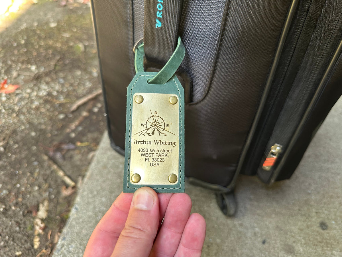 Personalized Leather Luggage Tag – Brass Plate
