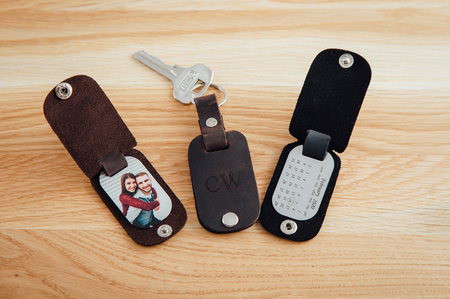 Mens leather key chain with photo, Personalized gift for him keychain for men keychain custom gift for him, wedding anniversary gift
