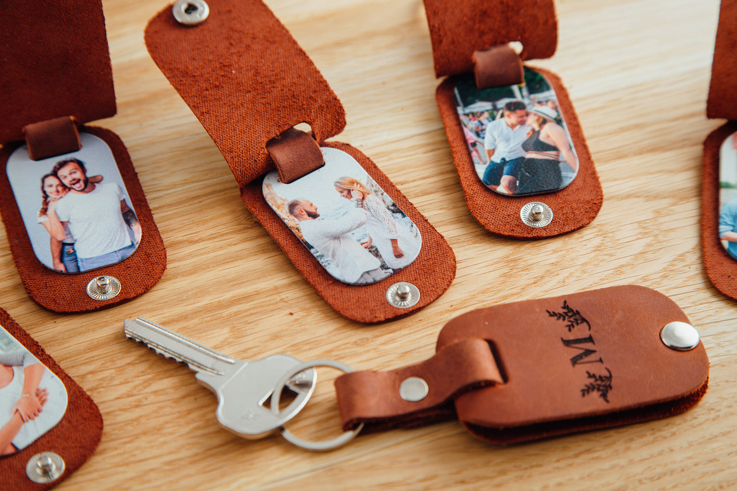 Mens leather key chain with photo, Personalized gift for him keychain for men keychain custom gift for him, wedding anniversary gift