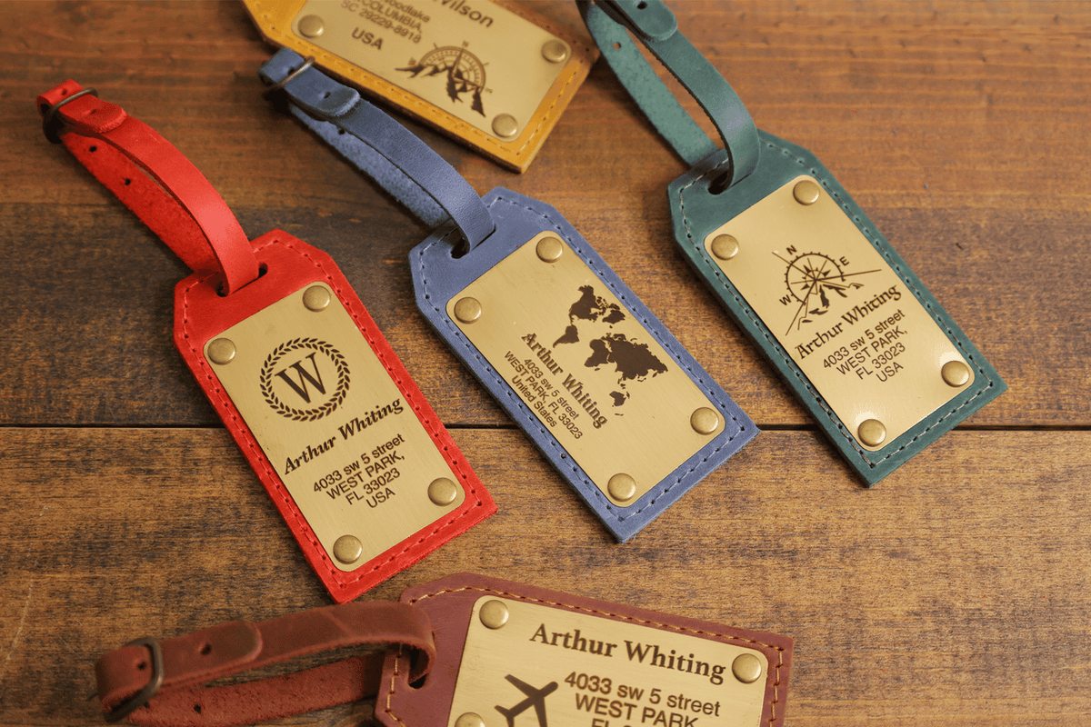 Personalized Leather Luggage Tag – Brass Plate