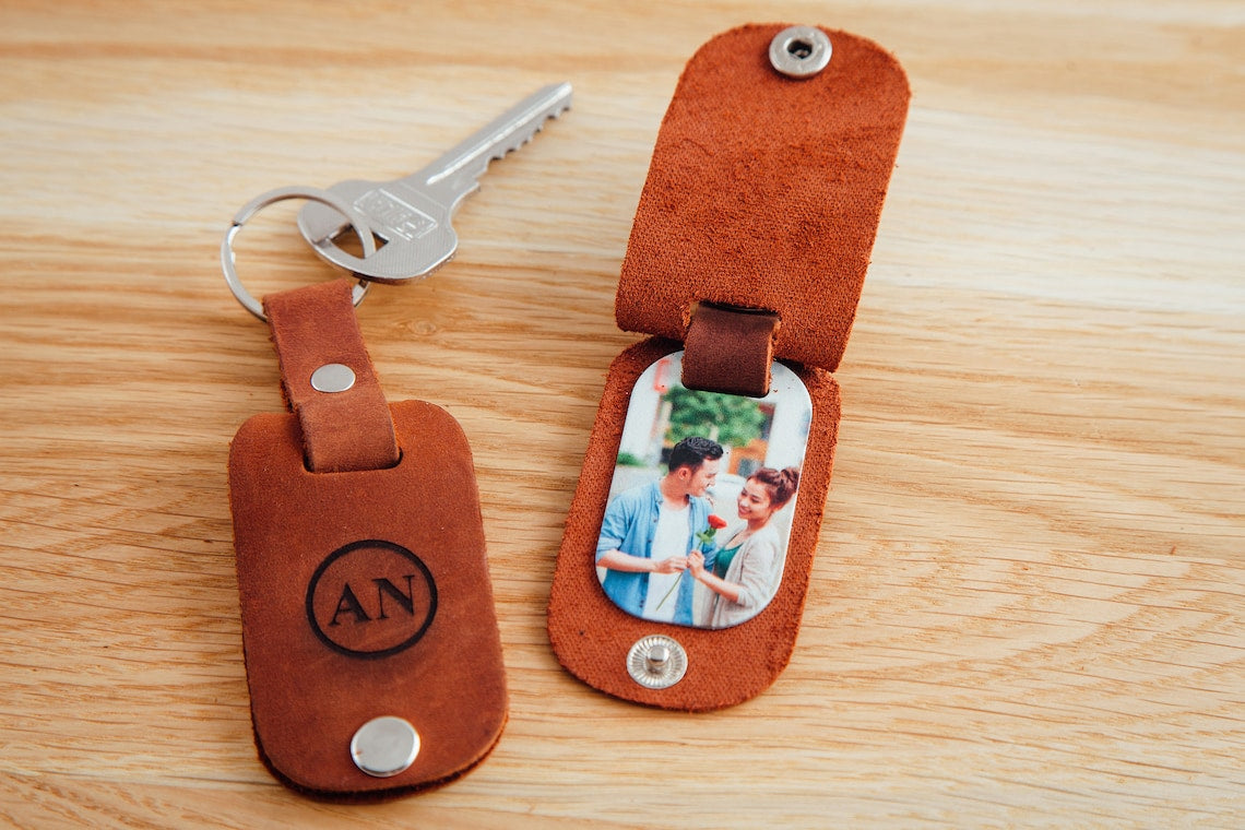 Personalized Leather Photo Key Fob – Birthday
