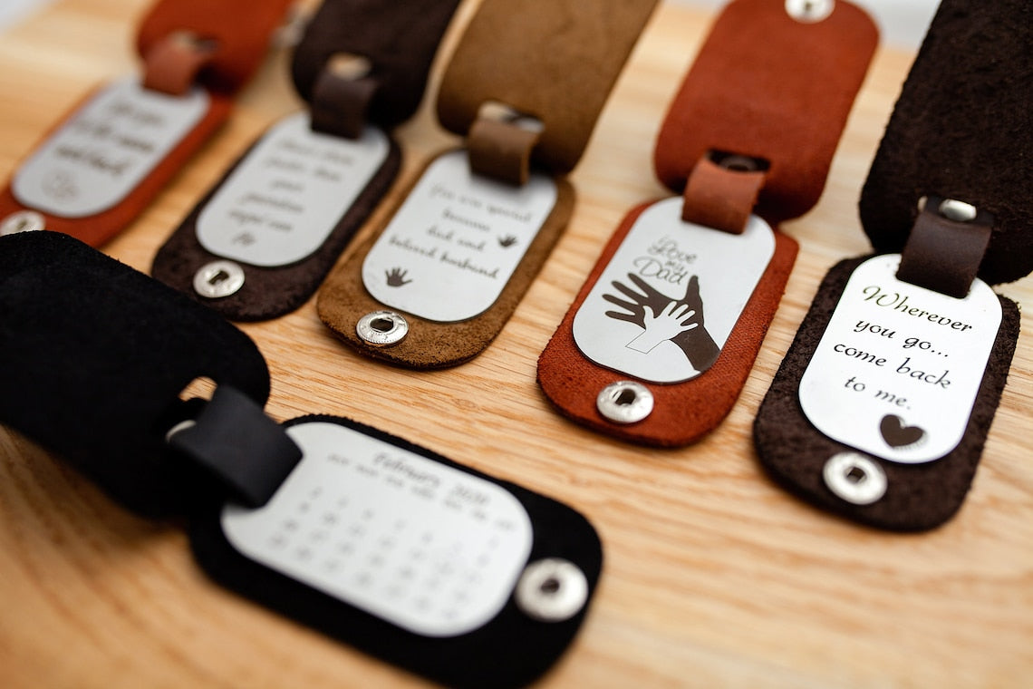 Personalized leather keychain for men, Fathers day gift, Picture keychain for boyfriend gift, Long distance relationship gift for boyfriend