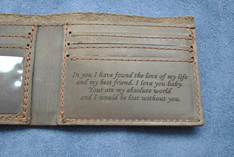 Personalized Leather Wallet for Men, Slim Wallet Monogram or Name, Birthday Gift, Gift for Him, Anniversary Gift, Mens Gift, Groomsmen Gift
