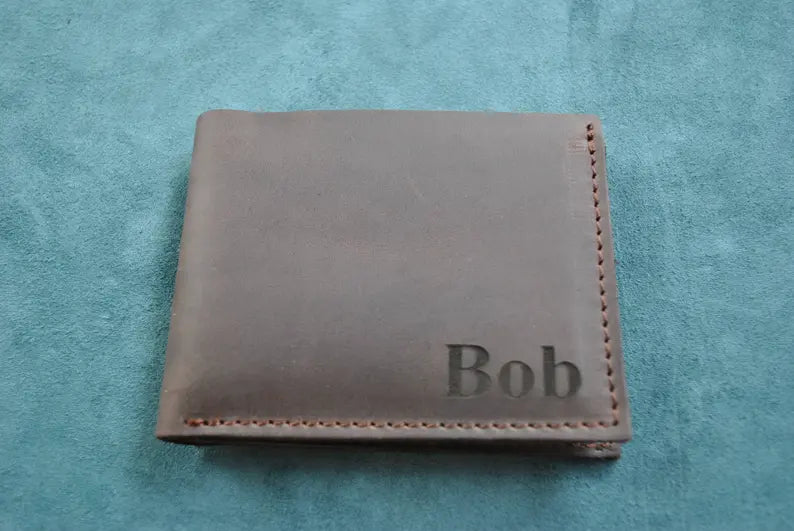 Personalized Leather Wallet for Men, Slim Wallet Monogram or Name, Birthday Gift, Gift for Him, Anniversary Gift, Mens Gift, Groomsmen Gift
