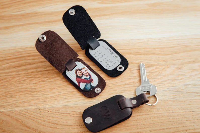 Happy first Father’s Day! Baby and I love you so much, First fathers day gift, leather photo keychain, Personalized gifts for dad