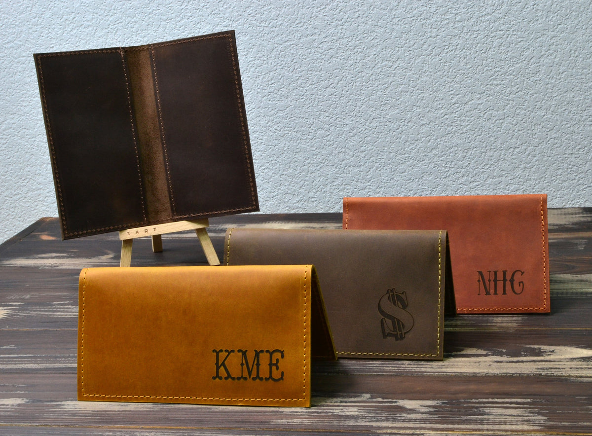 Personalized Leather Checkbook Cover