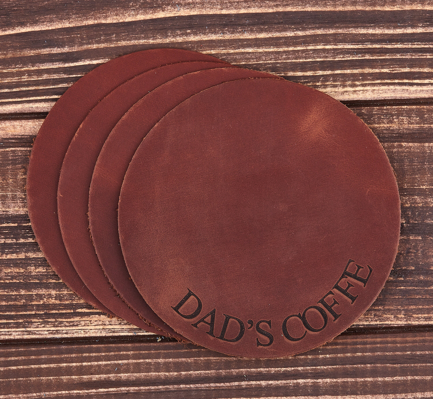 Personalized Leather Coasters Set of 4, Company Gift, Monogram Coaster, Custom Leather Coasters