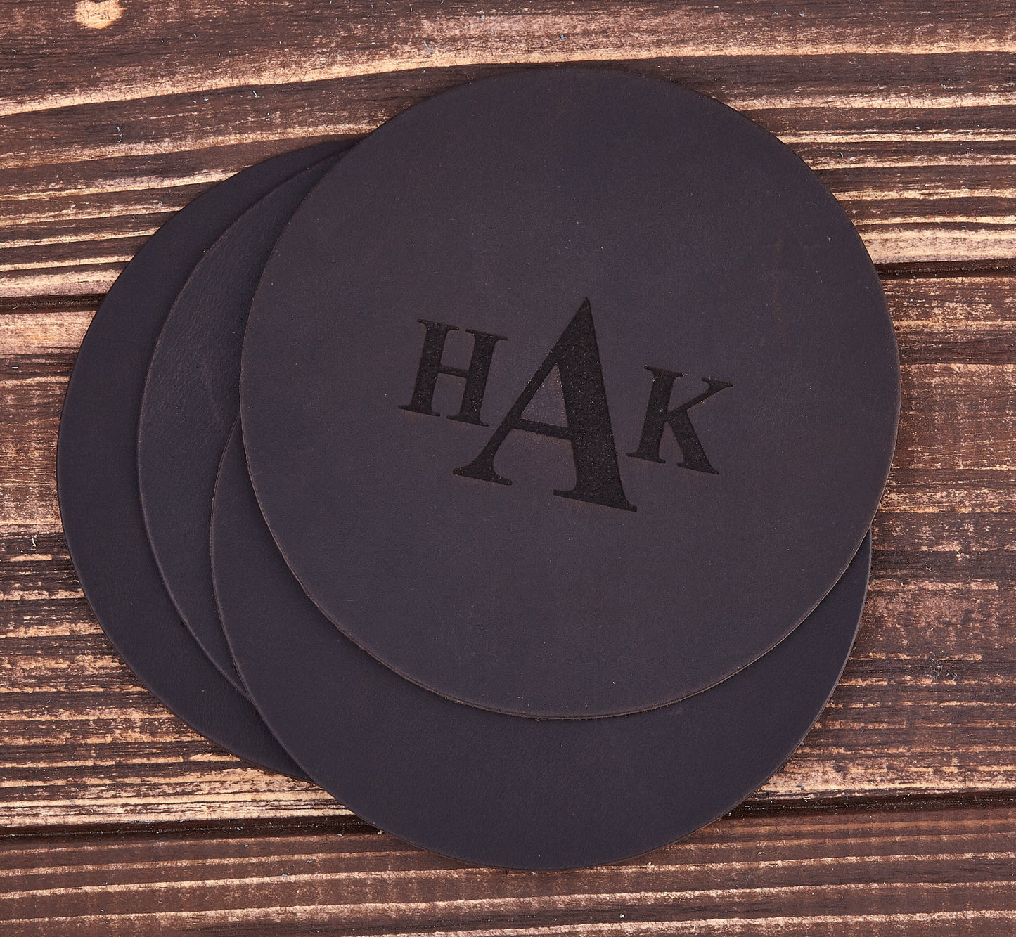Genuine Leather Coaster Set (4), Company Gift, Leather Coasters, Engraved Coasters, Drink Coasters, Leather Coaster Set, Monogram Coasters