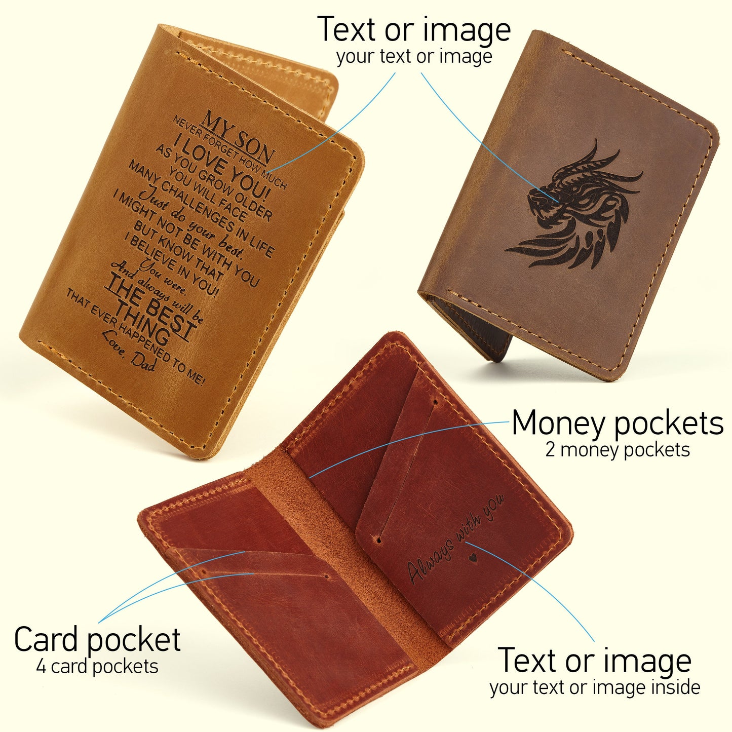 Minimalist Leather Wallet, Leather Bifold Wallet, Distressed Leather Slim Bifold Wallet, Personalized Leather Wallet, Fathers Day Gift