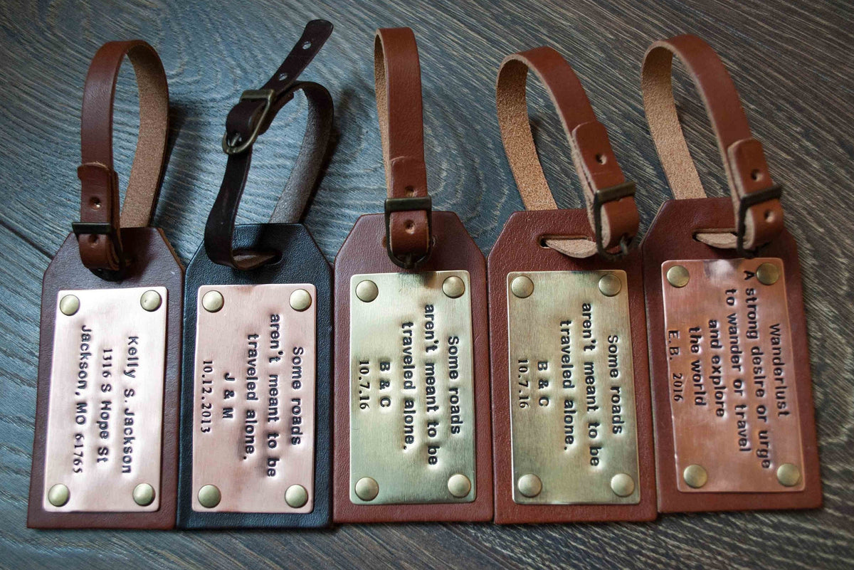 Personalized Leather Luggage Tag – Metal Nameplate