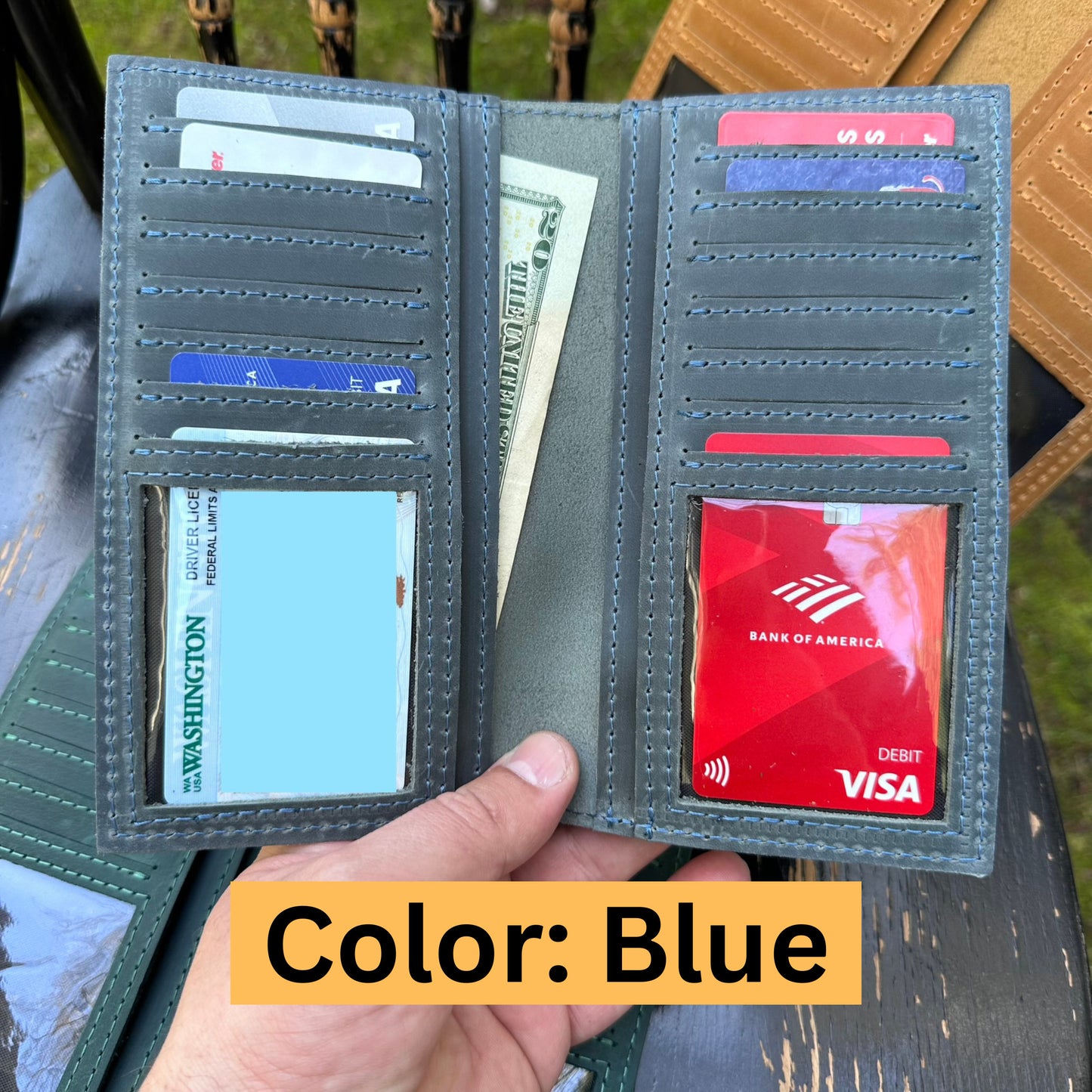 Personalized Leather wallet, Men's Long Wallet Leather Clutch Bifold ID Card Holder Purse Checkbook Billfold Gift for him,Gift for her