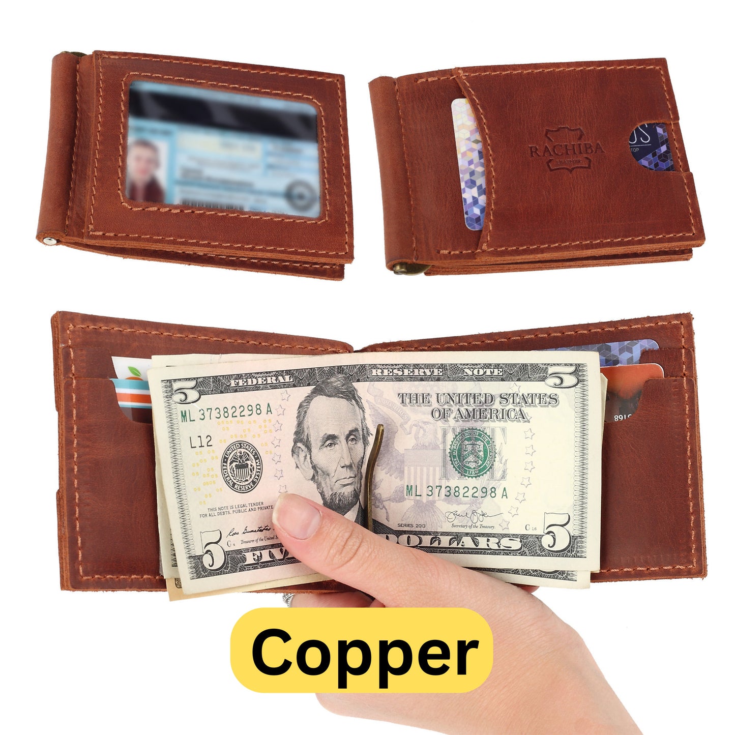 Money Clip Wallet, Leather Money Clip Wallet, Mens Leather Wallet, Wallets for Him, Gifts for Men, Rachiba