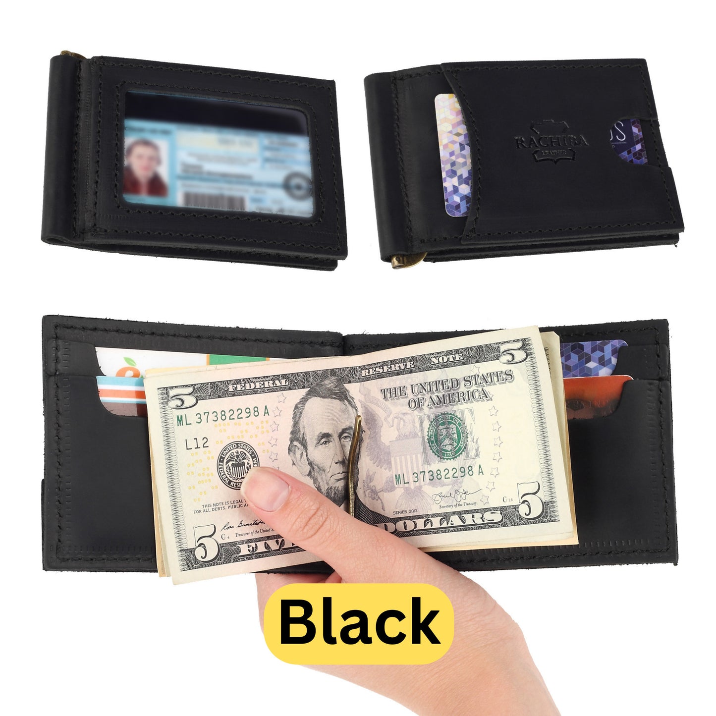 Money Clip Wallet, Leather Money Clip Wallet, Mens Leather Wallet, Wallets for Him, Gifts for Men, Rachiba