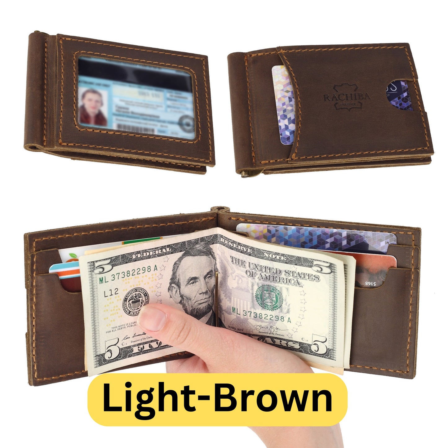 Money Clip Wallet, Leather Money Clip Wallet, Mens Leather Wallet, Wallets for Him, Gifts for Men, Rachiba