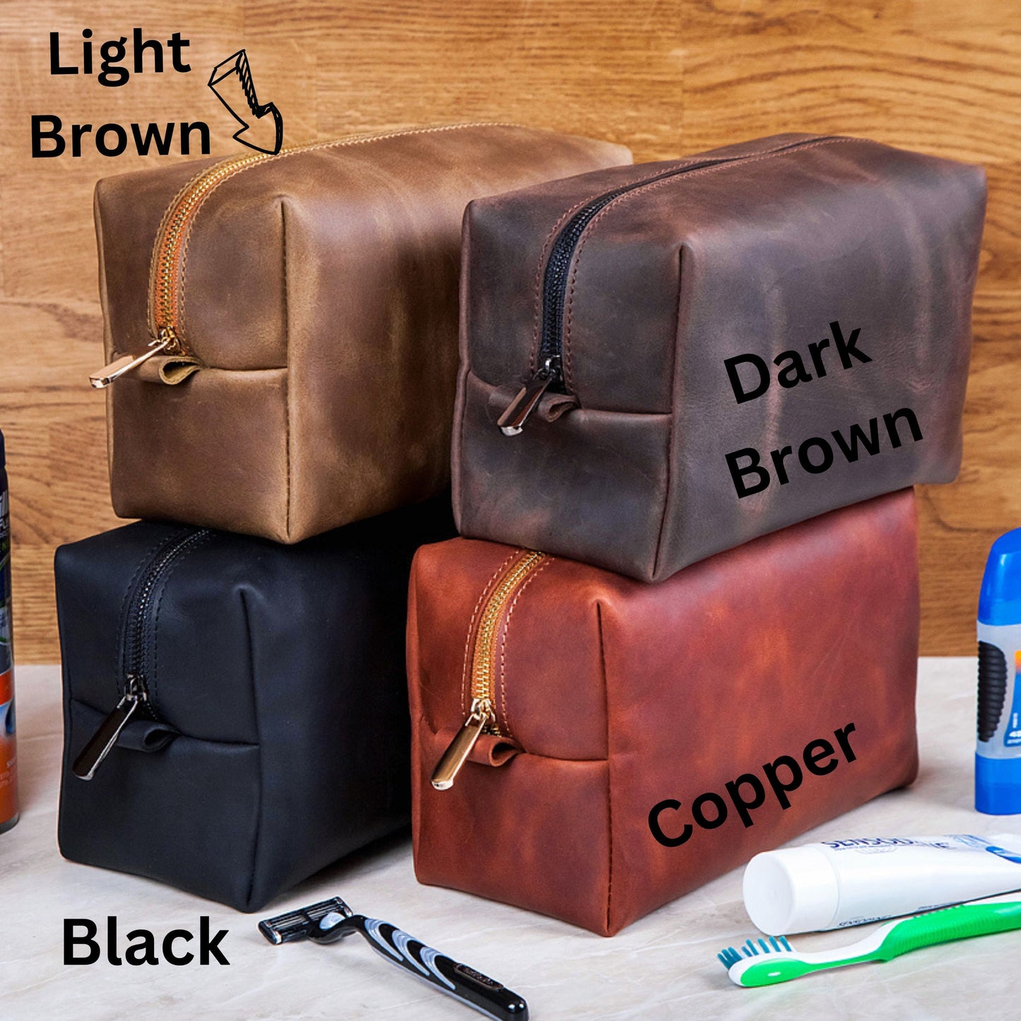 Personalized Mens Gift Leather Toiletry Bag Travel Bag Dopp kit Groomsmen gift Wedding Gift Father's Day personalize gift