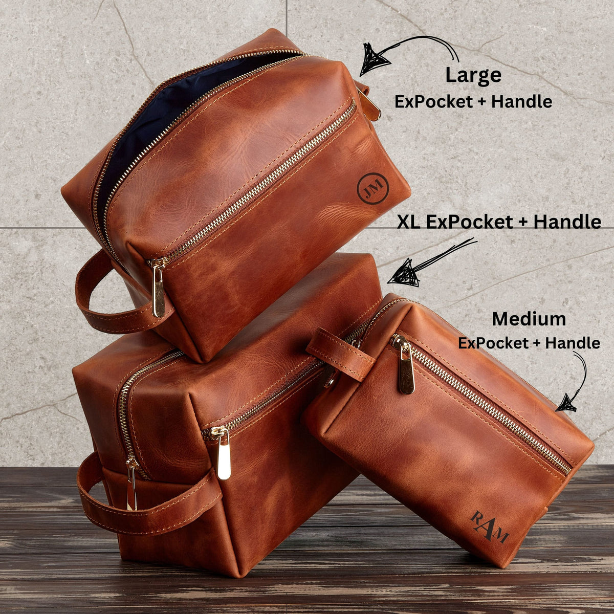 Personalized Men’s Leather Dopp Kit