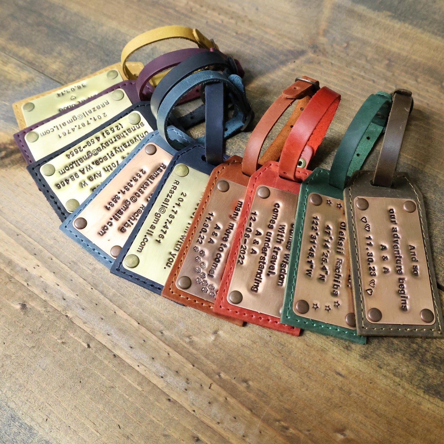 Leather luggage tags, groomsmen gifts, luggage tag, luggage tags personalized, personalized luggage tag, personalized tags with Brass Copper