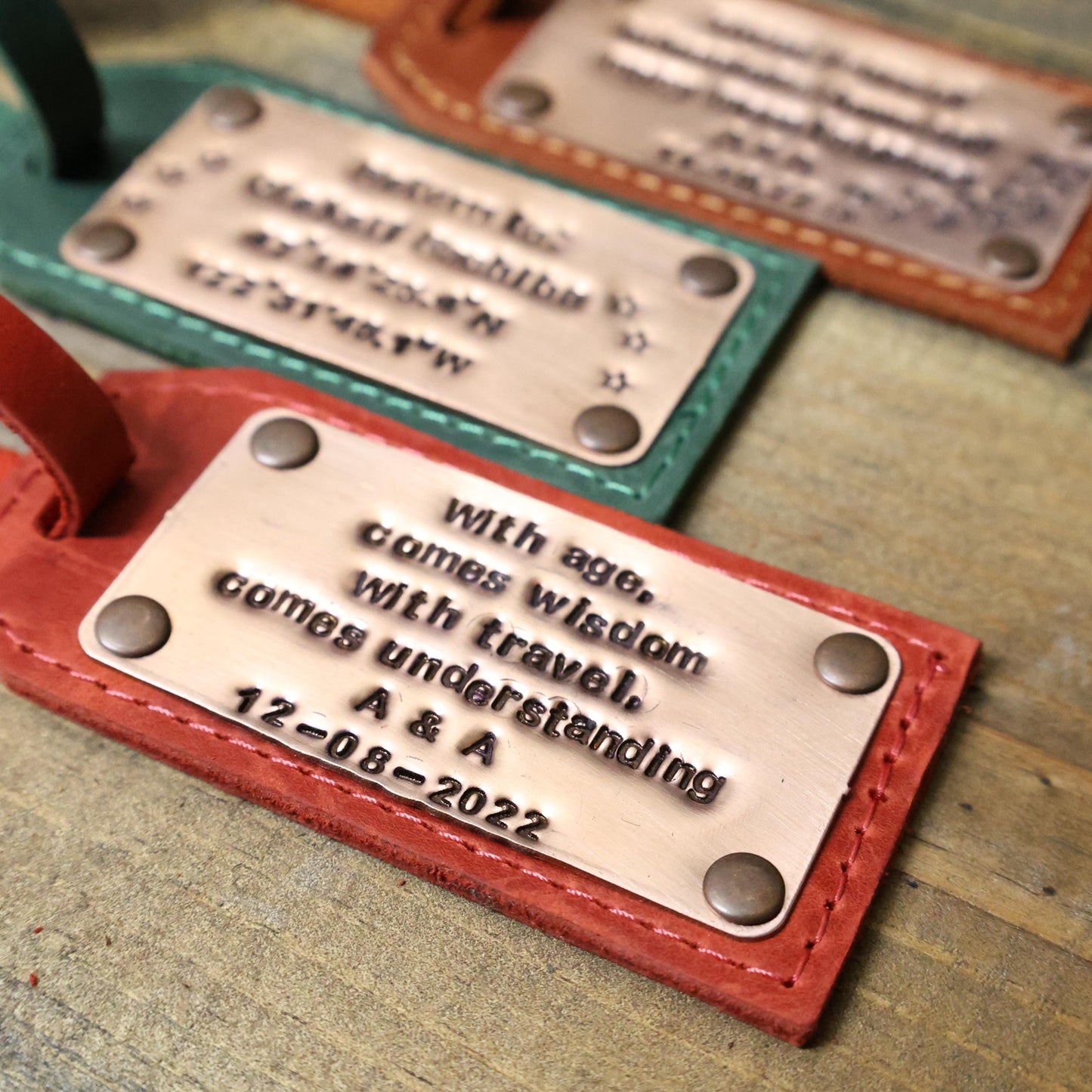 Leather luggage tags, groomsmen gifts, luggage tag, luggage tags personalized, personalized luggage tag, personalized tags with Brass Copper
