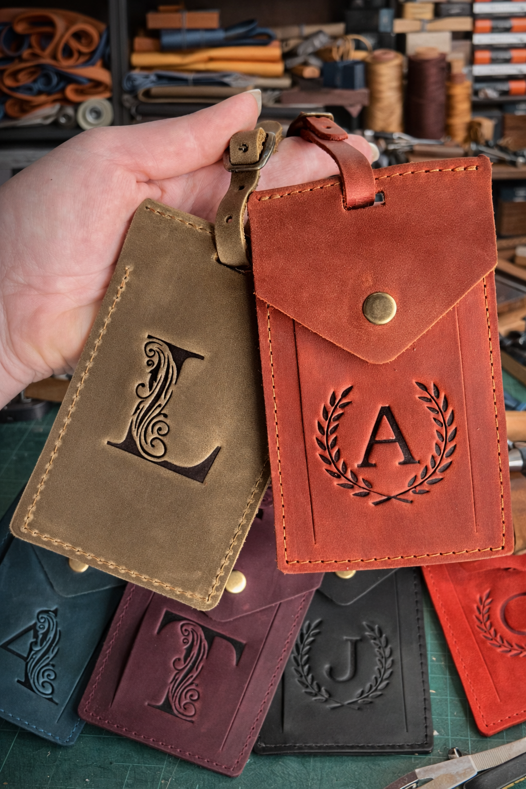 PREMIUM HOT STAMPED LEATHER LUGGAGE TAGS