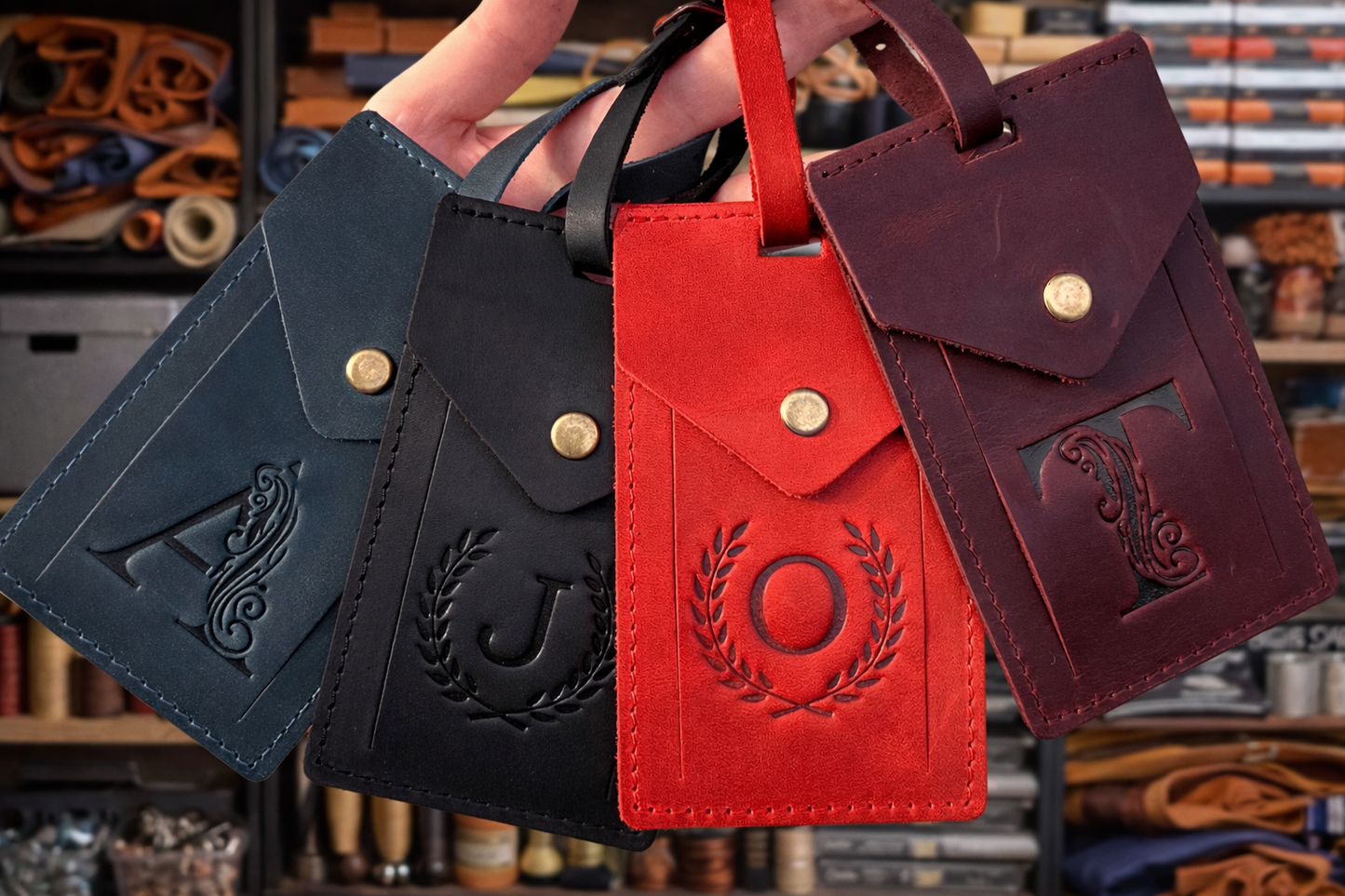 Custom Leather Luggage Tags with Logo: Personalized Travel Accessories, Hot Stamped Business Gift, Corporate Travel Gift