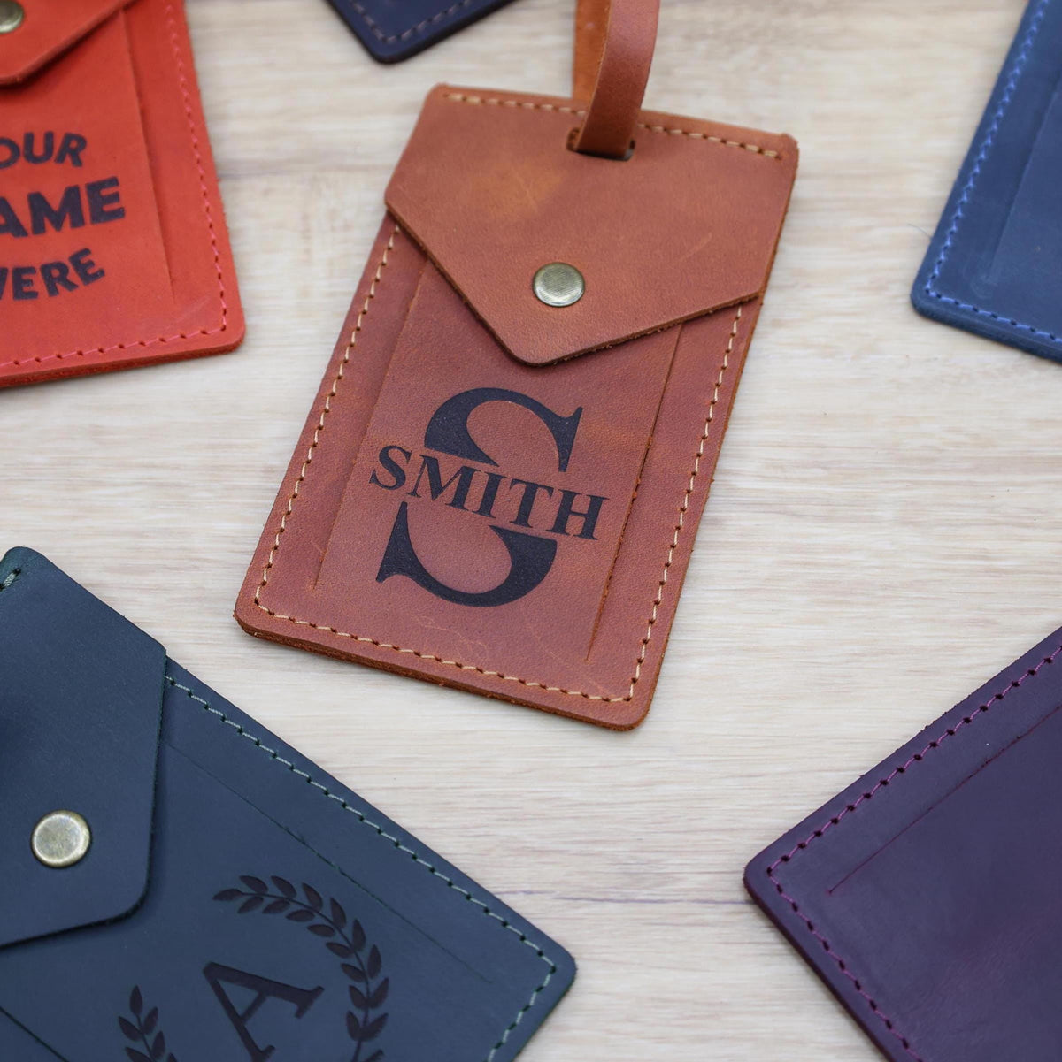 Personalized Rectangular Leather Luggage Tag – Custom Design — image 1