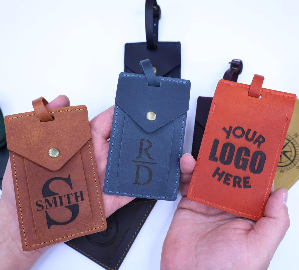 Personalized Rectangular Leather Luggage Tag – Custom Design — image 3