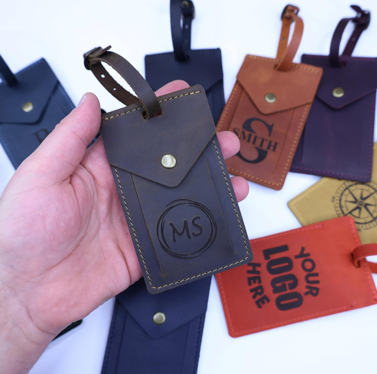 Personalized Rectangular Leather Luggage Tag – Custom Design — image 4