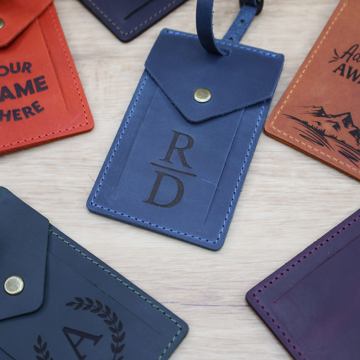 Personalized Rectangular Leather Luggage Tag – Custom Design — image 9