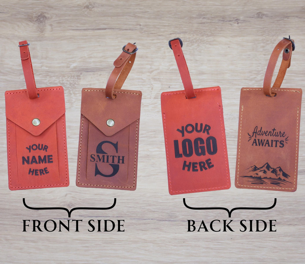 Personalized Rectangular Leather Luggage Tag – Custom Design — image 10