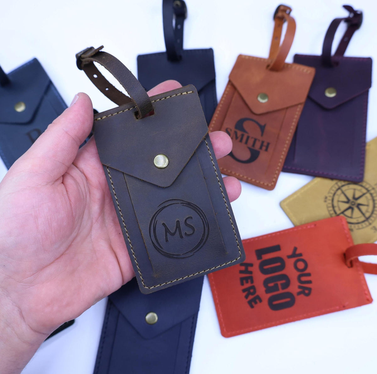 Personalized Rectangular Leather Luggage Tag – Travel Gift — image 4