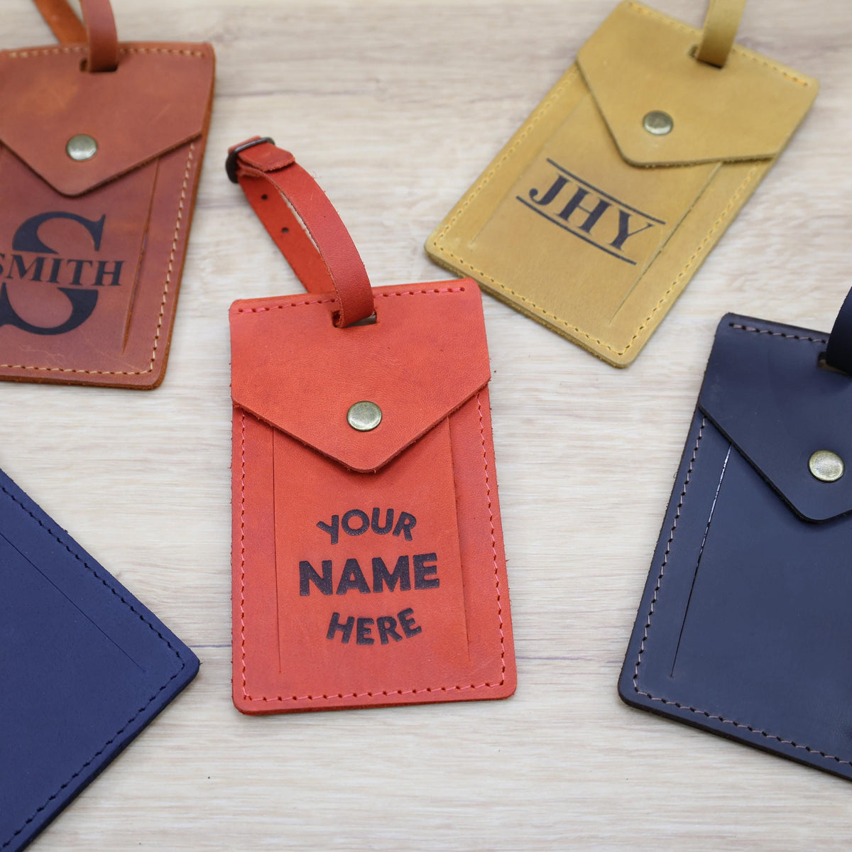 Personalized Rectangular Leather Luggage Tag – Wedding Favor — image 1