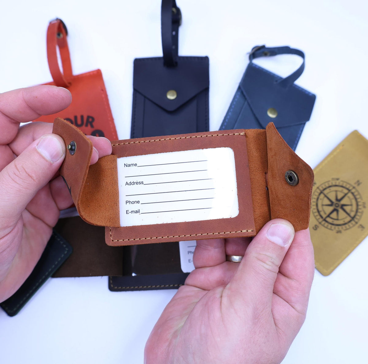 Personalized Rectangular Leather Luggage Tag – Wedding Favor — image 3
