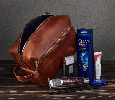 Personalized Leather Dopp Kit – Initials