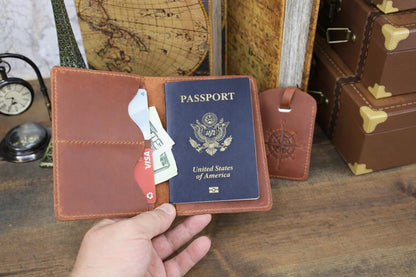 Personalized Leather Passport Cover & Luggage Tag Set — image 9