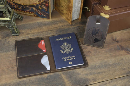 Personalized Leather Passport Cover & Luggage Tag Set — image 10