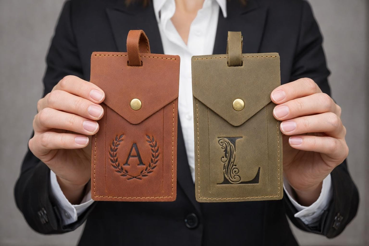 Personalized Rectangular Leather Luggage Tag – Custom Logo — image 1