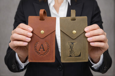 Personalized Rectangular Leather Luggage Tag – Custom Logo — image 1