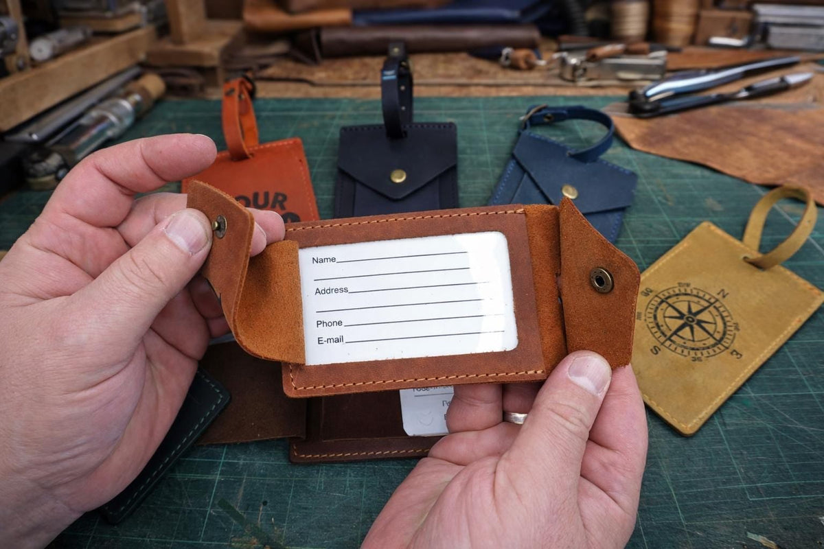 Personalized Rectangular Leather Luggage Tag – Custom Logo — image 8
