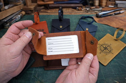 Personalized Rectangular Leather Luggage Tag – Custom Logo — image 8