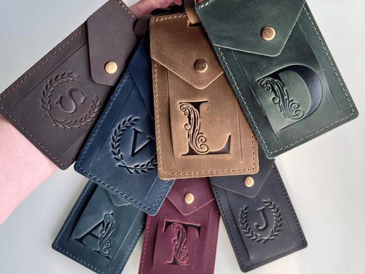 Full-Grain Rectangular Leather Luggage Tag – Hot Stamped — image 1