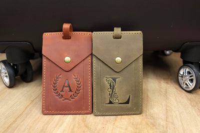Full-Grain Rectangular Leather Luggage Tag – Hot Stamped — image 3
