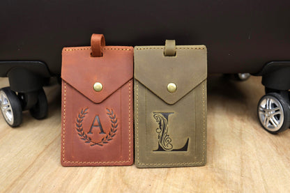 Full-Grain Rectangular Leather Luggage Tag – Hot Stamped — image 3