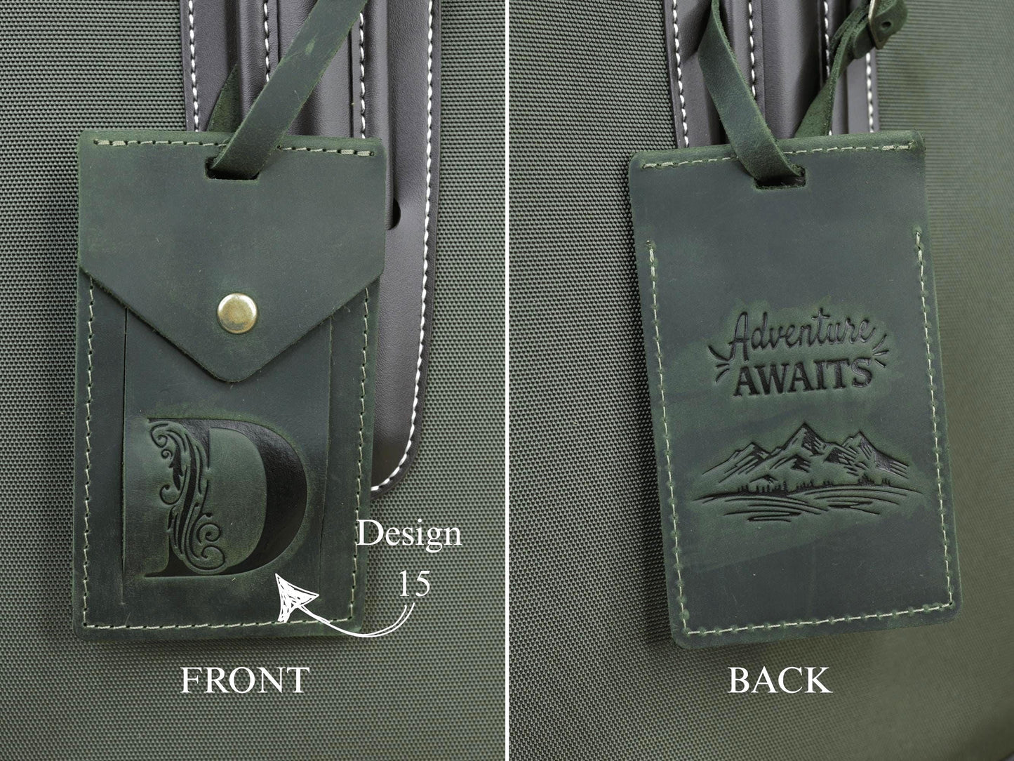 Full-Grain Rectangular Leather Luggage Tag – Hot Stamped — image 4