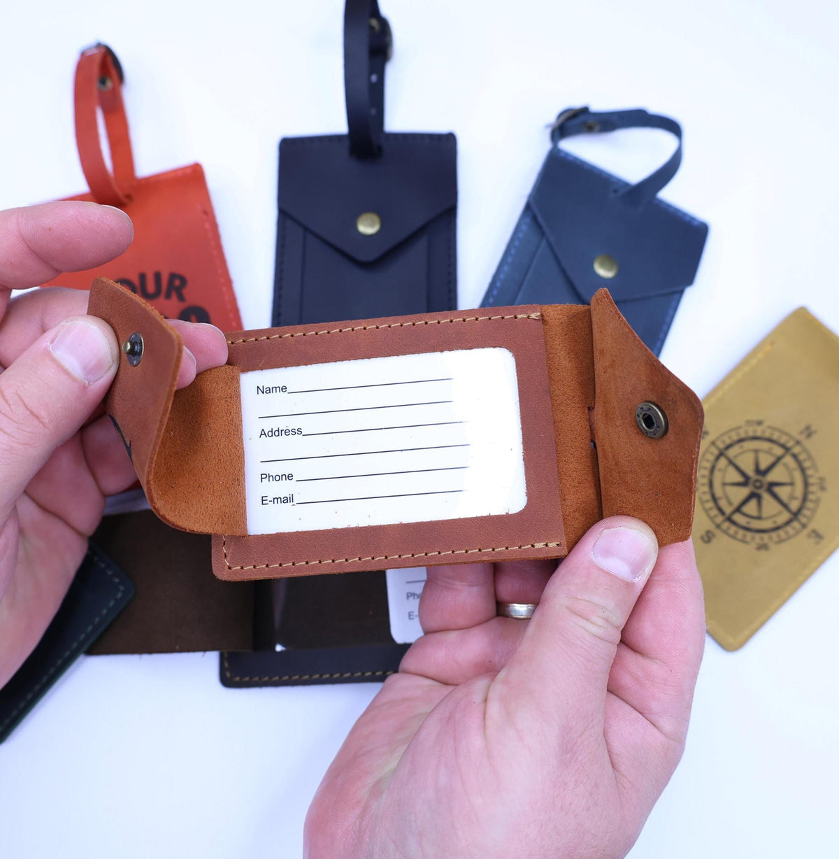 Full-Grain Rectangular Leather Luggage Tag – Hot Stamped — image 5